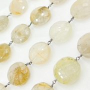 Golden Rutile Coin Shape Oxidized Wire Chain.